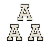 PATIKIL Parches de Letras para Planchar 3 Pcs Pegatinas Decorativas del Alalfabeto, Chenilla Adhesivo, para Reparar Jeans, Ropa, Bolsos, Sombreros, Camisas, Manualidades Alfabeto Blanco A