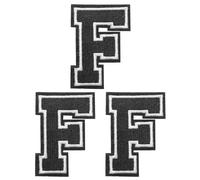 PATIKIL Parches de Letras para Planchar 3 Pcs Pegatinas Decorativas del Alalfabeto, Chenilla Adhesivo, para Reparar Jeans, Ropa, Bolsos, Sombreros, Camisas, Manualidades Alfabeto Negro F