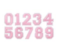 PATIKIL Parches De Números Bordados 10Pcs Números 0-9 Aplicación De Parche Bordado Para Coser Calcomanías Con Adhesivo Planchado 1.77" Para Ropa Vestidos Jeans Zapatos Gorro DIY Rosa