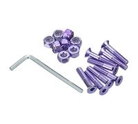 PATIKIL Patineta Herraje Kit, 1" Montaje Tornillos Hexagonal Cabeza Pernos Tuercas Juego con Llave para Tabla Larga Crucero, Púrpura