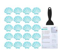 PATIKIL Pegatinas Antideslizantes para Bañera 3.54x2.76, 20Pcs Pegatinas Antideslizantes en Forma de Concha para Seguridad con Adhesivos y Raspador para Bañera, Ducha, Suelo de Azul