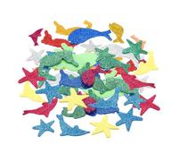 PATIKIL Pegatinas de Espuma 60 Piezas Pegatinas de Formas de Espuma Autoadhesivas de EVA con Purpurina para Manualidades Decoración del Hogar Estilo de Peces Marinos