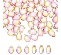 PATIKIL Perlas de Lágrima de Vidrio Checo, 100 Piezas de Cuentas de Semilla de Vidrio Transparente con Forma de Lágrima de Cristal Hinchado, Degradado Rojo Rosa, 6x9mm