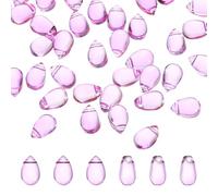 PATIKIL Perlas de Lágrima de Vidrio Checo, 100 Piezas de Cuentas de Semilla de Vidrio Transparente con Forma de Lágrima, Cuentas de Cristal Hinchadas, Púrpura, 6X9mm