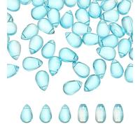 PATIKIL Perlas de Lágrima de Vidrio Checo, 50 Piezas de Cuentas de Vidrio Transparente con Forma de Lágrima, Azul Lago, 6x9mm