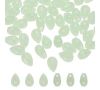 PATIKIL Perlas de Lágrima de Vidrio Checo, 50 Piezas de Cuentas de Vidrio Transparente con Forma de Lágrima, Color Verde Claro, 6x9mm