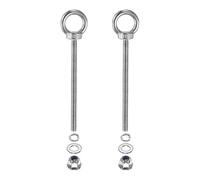 PATIKIL Perno de ojo de hombro M6 x 90 mm, 2 piezas de acero inoxidable 304 roscado con tuercas de bloqueo de brida, resorte y arandelas planas para colgar correas de amarre al aire libre e interior