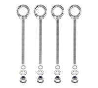 PATIKIL Perno de ojo de hombro M6 x 90 mm, 4 piezas de acero inoxidable 304 con anillo de elevación roscado con tuercas de bloqueo de brida, resorte y arandelas planas para colgar correas de amarre al