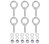 PATIKIL Perno De Ojo M6 X 25mm Con Tuerca, Paquete De 6 Pernos De Ojo De Acero Inoxidable 304 Para Elevación, Plata