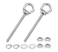 PATIKIL Perno De Ojo M6 X 80mm 2 Piezas Juego De Anillo De Elevación Roscado De Acero Inoxidable 304 Perno De Ojo Con Hombrero Tuercas De Seguridad Y Arandelas Planas Para Colgar Plateado