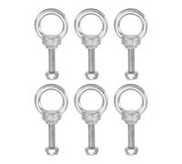 PATIKIL Pernos de Ojo para Levantamiento de Hombro M6x25 Acero Inoxidable 304 Rosca Macho con Tuerca Hexagonal Arandela Plana para Colgar y Asegurar Cadena Alambre 6 Juegos