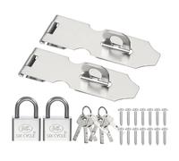 PATIKIL Pestillo de Cierre de Puerta 3.9 Pulgadas, 2 Juegos de Cierre de Seguridad de Acero Inoxidable con Candado (40mm) con Tornillos/Llave para Puerta, Portón, Armario, Closet, Plata