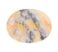 PATIKIL Piedra Ansiedad Natural Para El Pulgar 1.7"x1.3" Piedra Cristal Ovalada Con Palabras Inspiradoras Cristales Para Ansiedad Regalos Para Estrés En Mujeres Meditación Ágata(Belief)