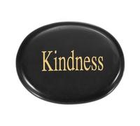 PATIKIL Piedra De Ansiedad Natural Para El Pulgar, Piedra De Cristal Ovalada De 1.7"x1.3" Con Palabras Inspiradoras, Cristales Para Ansiedad Para Mujeres, Obsidiana Negra(Amabilidad)