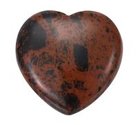 PATIKIL Piedra De Cristal Natural En Forma De Corazón, Piedra De Amor Pulida Mini De 2.4 Pulgadas, Piedras De La Ansiedad Grabadas para Regalos De Mujeres Meditación, Obsidiana Caoba
