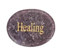 PATIKIL Piedra Natural Anti-Estrés Para Pulgar, Piedra De Cristal Ovalada De 1.7"x1.3" Con Palabras Inspiradoras, Cristales Para Ansiedad Regalo Para Mujeres, Lepidolita(Estilo 1)