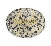 PATIKIL Piedra Natural Para La Ansiedad, Piedra De Cristal Ovalada De 1.7"x1.3" Con Palabras Inspiradoras, Piedra De Bolsillo Para Mujeres Regalo Para El Estrés, Jaspe Manchado(Fuerza)