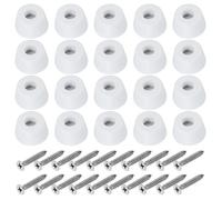 PATIKIL Pies de Goma, 20 Juegos de 0.94"x0.51" Patas Antideslizantes para Tablas de Cortar con Arandela y Tornillos de Acero Inoxidable Blancos para Electrodomésticos