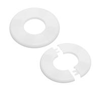 PATIKIL Placa de Cubierta Dividida de Pared 1.73" (44mm), 2 Piezas Placas de Escudo Autoadhesivas Redondas de ABS para Cubrir Tuberías de Agua en Cocina Baño Grifo de Brazo, Blanco