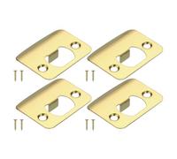 PATIKIL Placa de Golpe de Puerta 2-1/4"x1-3/4", 4 Piezas Placa de Golpe de Esquina Redonda con Labio Extendido, Placa de Golpe de Seguridad Universal para Cerradura de Pernos, Dorado