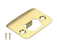PATIKIL Placa de Golpe de Puerta 2-1/4"x1-3/4", Placa de Golpe de Esquina Redonda con Lengüeta Extendida, Placa de Golpe de Seguridad Universal para Cerradura de Perno, Dorado