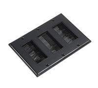 PATIKIL Placa de Pared con Cepillo para Decoración, Panel de Pared, Pasacables de Tres Gang, 163mmx114mm, Negro, para Cables de Baja Tensión