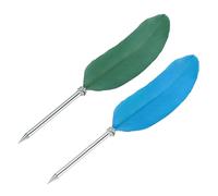 PATIKIL Pluma de Bola de Pluma de 21cm/8", 2 Bolígrafos de Tinta de Pluma Vintage Refinada con Pluma de Inmersión Chapada para Caligrafía, Firma, Regalo de Boda, Verde/Azul Lago