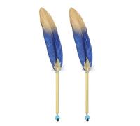 PATIKIL Pluma de Bola de Plumas, 2Pcs 0.5mm Pluma Vintage Esponjosa Pluma Refinada con Varilla Chapada Pluma para Oficina Caligrafía Escritura Firma Regalo de Boda Invitados, Azul Oscuro