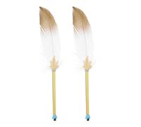 PATIKIL Pluma de Bola de Plumas, 2Pcs 0.5mm Pluma Vintage Esponjosa Pluma Refinada con Varilla Chapada para Suministros de Oficina Caligrafía Firma Regalo de Boda de Invitados, Blanco
