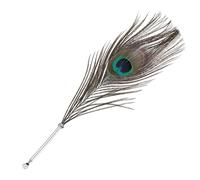 PATIKIL Pluma de Bola de Plumas de 28 cm/11", 1 Bolígrafo de Tinta de Pluma Vintage Refinado con Baño de Plata para Caligrafía, Firma, Regalo de Boda, Pavo Real