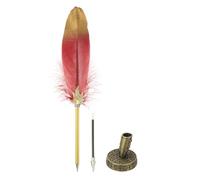 PATIKIL Pluma de Pluma， Pluma de Boli de Pluma a Granel Refinada Vintage con Soporte de Pluma de Bronce para Firma de Invitados Boda Oficina Escritura, Fecha Roja