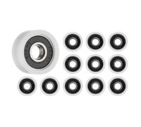 PATIKIL Polea redonda de nailon, paquete de 12, 8x26x11mm, rodillos guía con rodamientos de bolas, rueda redonda con doble blindaje metálico y rodamientos de cromado, tono plateado blanco