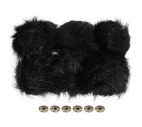 PATIKIL Pompones para Gorros, 6pcs Pompón Bola Esponjosa de Piel Sintética Suaves con Botón de Presión para Llavero Encanto Gorra Punto Bolsos Fiestas Navidad Decoración, Negro, 10cm