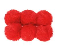 PATIKIL Pompones para Gorros, 6pcs Pompones Esponjosos Bolas de Piel Sintética Suaves con Lazos Elásticos para Llavero Encanto Gorra Punto Bolsos Fiestas Navidad Decoración, Rojo, 7cm