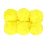 PATIKIL Pompones para Gorros, 6pcs Pompones Esponjosos Bolas de Piel Sintética Suaves con Lazos Elásticos para Llavero Encanto Gorra Punto Bolsos Fiestas Navidad Decoración, Amarillo, 7cm