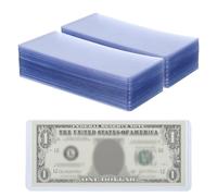 PATIKIL Porta Billetes 60 Unidades de Porta Billetes de PVC de Carga Superior para Billetes de Dólar Fundas para Billetes de 6.9 x 2.95 Pulgadas Azul