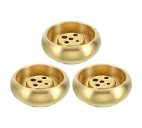 PATIKIL Porta Incienso Pack de 3 Soportes de Latón para Conos y Varillas de Incienso Base para Yoga SPA Hogar y Oficina 1" de Diámetro 0.4" de Altura