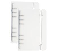 PATIKIL Portada de Carpeta A6, 2 Pcs PP 6 Anillos Carpeta de Anillas Redondas con Cinturón de Fijación Negro Cierre de Metal Protector de Carpeta de Hojas Suelta Recargable, Blanco Mate