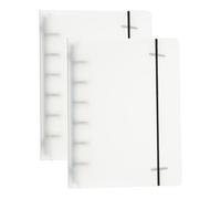 PATIKIL Portada de Carpeta A7, 2 Pcs PP 6 Anillos Carpeta de Anillas Redondas con Cinturón de Fijación Negro Cierre de Metal Protector de Carpeta de Hojas Suelta Recargable, Blanco Mate