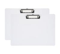 PATIKIL Portapapeles horizontal de 124 x 886 pulgadas paquete de 2 tamaño A4 de plástico PP con clip de perfil bajo para oficina dibujo y bocetos caroma blanco