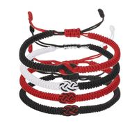 PATIKIL Pulseras Ajustables Para Pareja, 4Pcs Rojo Negro/Blanco Negro Nudos Trenzados Pulseras Hilo Ajustables Tibetano Protección Cuerda Tejida, Rojo/Negro/Negro Rojo/Negro Blanco