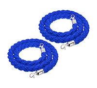 PATIKIL Puntal Cuerda, 2 Paquete 1.5m/5 pies Torcido Poste Cuerdas con Presión Ganchos para Publicaciones Soportes Cola Divisor Multitud Control Hotel, Azul Plata