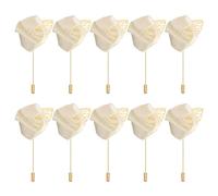 PATIKIL Ramilletes de Rosa, 10 Piezas Ramilletes de Novio de Boda de Bolsillo Hechas a Mano con Flores de Solapa para Hombres en la Ceremonia de Boda Fiesta de Promoción, Crema