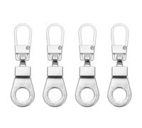 PATIKIL Reemplazo de Tirador de Cremallera 4 Piezas Kit de Reparación de Tirador de Cremallera Metálico Desmontable con Cierre Deslizante para Ropa Maleta Mochila Tono Plateado