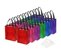 PATIKIL Regalo Bolsa con Mejor Deseo Tarjeta para Regalo 12 Juego 8" Reutilizables No-Tejido Metálico Brillante Fiesta Obsequio Bolsas para Boda Cumpleaños Navidad 6 Colores