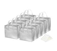 PATIKIL Regalo Bolsas con Mejores Deseo Tarjetas para Regalos 12 Juego 13" Reutilizables No tejido Brillante Acabado Fiesta Obsequio Bolsas para Boda Cumpleaños Navidad Blanco