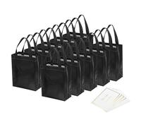 PATIKIL Regalo Bolsas con Mejores Deseo Tarjetas para Regalos 12 Juego 8" Reutilizables No-Tejido Metálico Brillante Fiesta Obsequio Bolsas para Boda Cumpleaños Navidad Negro