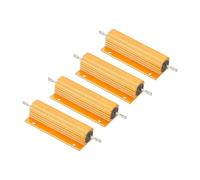 PATIKIL Resistor de Carcasa de Aluminio de 100W 500 Ohm, 4Pcs Resistencia con Tornillo de Potencia de Resistencia de Alambre de Bobina 5% de Tolerancia, Dorado