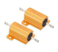 PATIKIL Resistor de Carcasa de Aluminio de 25W 10 Ohm, 2 Pcs Resistor de Carcasa de Aluminio con Resistencia de Alambre de Caso Alojado Tornillo de Potencia Resistor, Dorado
