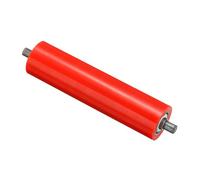 PATIKIL Rodillo Transportador Recubierto de Poliuretano de 2" de Diámetro y 8" de Longitud 1 Paquete de Repuesto de Transmisión de Acero Inoxidable con Extremo Galvanizado Color Rojo